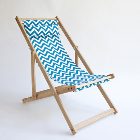 Teal Chevron Deck Chair